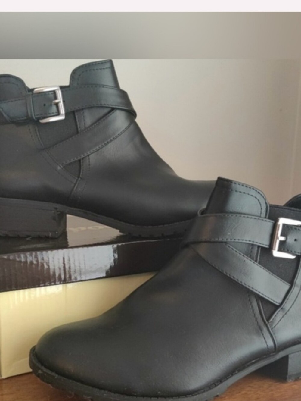 Time and Tru Leather Buckle Ankle Boots, NWOB - Picture 2 of 3